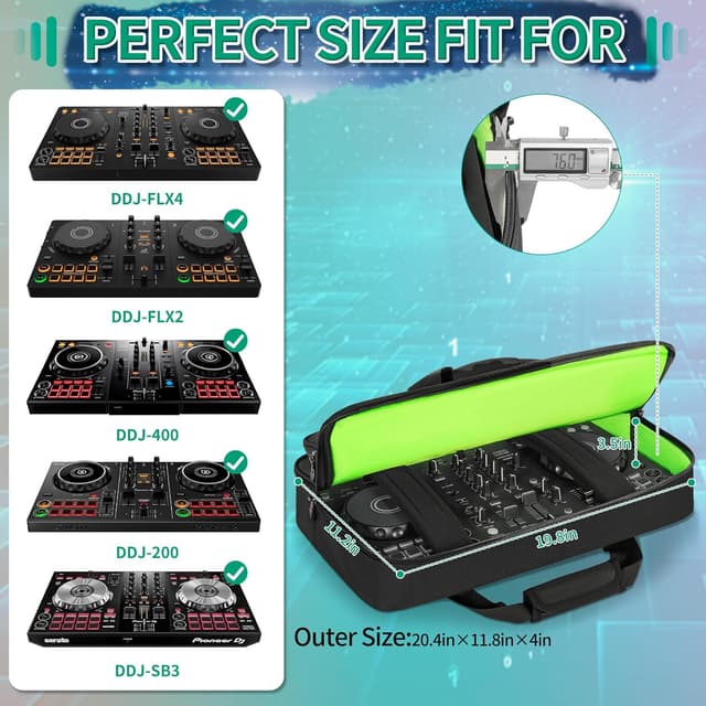 Detalle de OUUTMEE DJ Controller Carry Bag case for Pioneer DDJ-SB3, DDJ-SB2, DDJ-400 and more