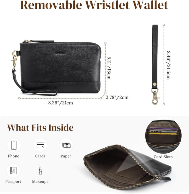 Detalle 2 de S-ZONE Women’s leather tote crossbody bag set with laptop sleeve (large tote + wrist wallet)