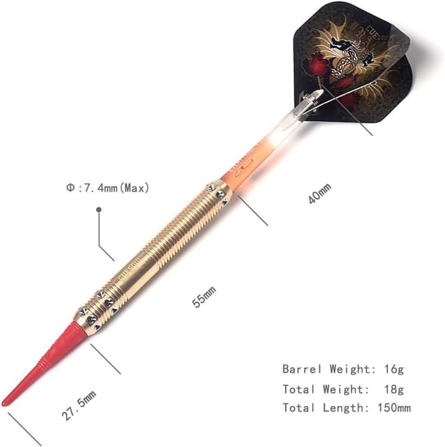 Detalle de CUESOUL Dragon Series : ensemble de fléchettes à pointe souple Luxe 16 g avec étui