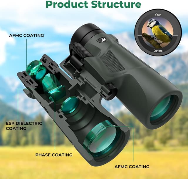 Detalle 2 de Gosky 10x42 HD Binoculars with Phone Adapter (BAK4, FMC lens)