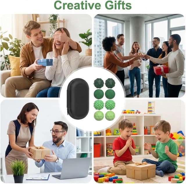 Thumbnail 6 de CNMTCCO 8 magnetische Fidget Toys aus Silikon – leise Sensorik-Bälle (Grün)