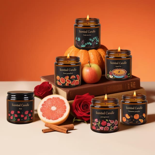 Thumbnail 6 de Aeraroma Scented Candles Gift Set for Women (6 Pack) – Natural Soy Wax Aromatherapy Candles in Amber Jars, 3.5oz