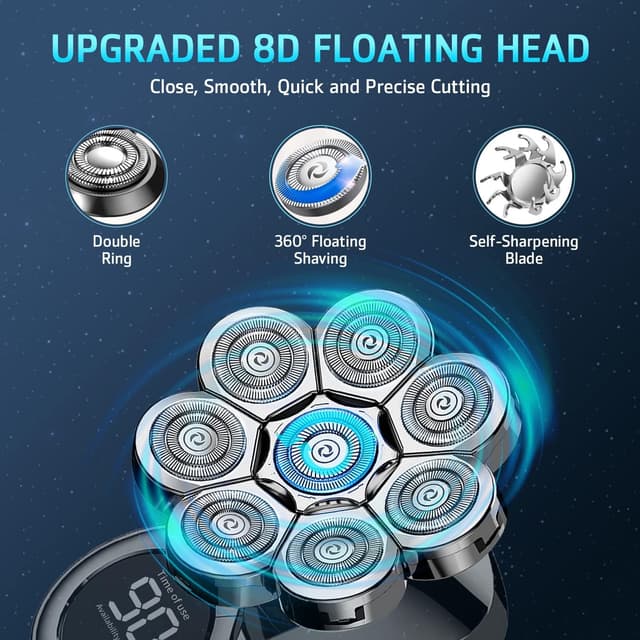 Detalle de Electric 8D Head Shaver 6-in-1, Waterproof