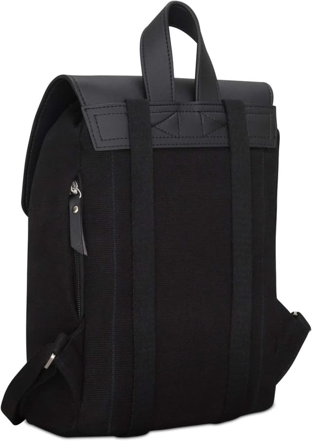 Detalle de Petit sac à dos femme Expatrié Anna noir en toile & cuir végétalien (mini, 5,1 L)