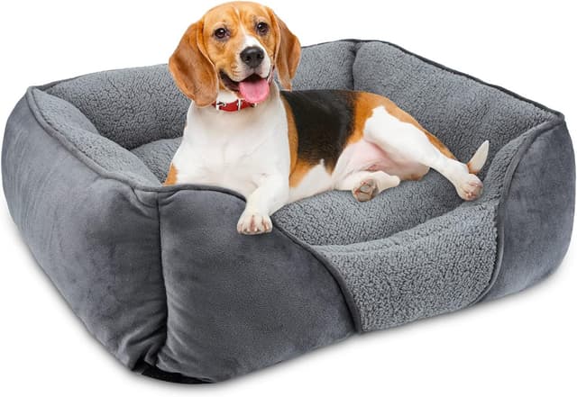 Detalle de MIXJOY Dog Bed Medium (63×53×20 cm) – Washable Rectangle Pet Bed in Grey