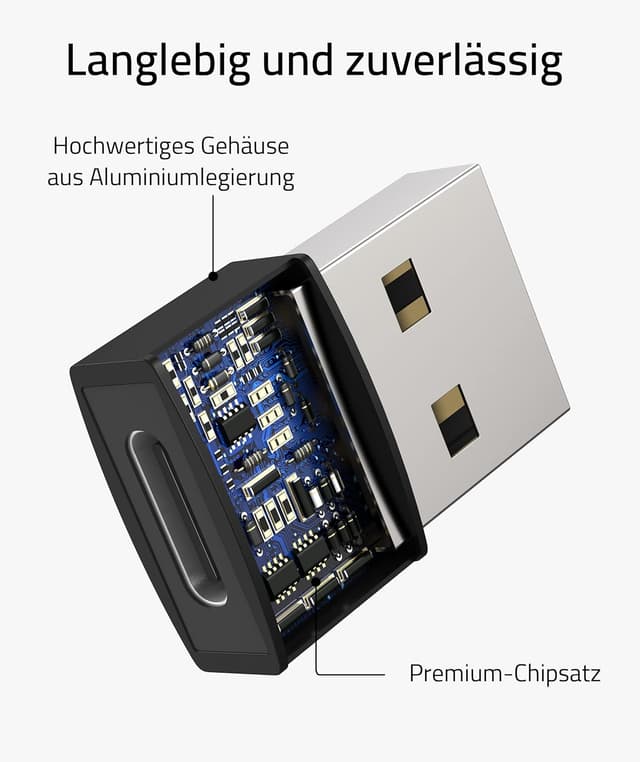 Detalle de Syntech USB‑C auf USB Adapter (3er‑Pack) aus Aluminium, schwarz – für USB‑A Anschlüsse