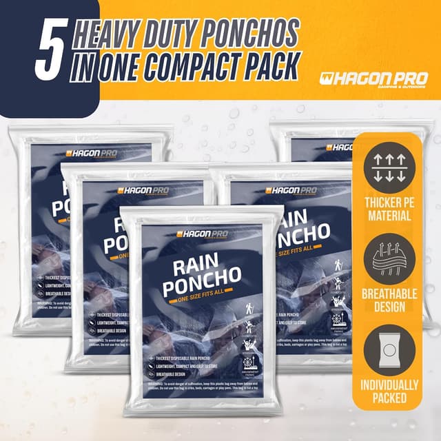 Thumbnail 3 de Hagon PRO Disposable Rain Ponchos 48
