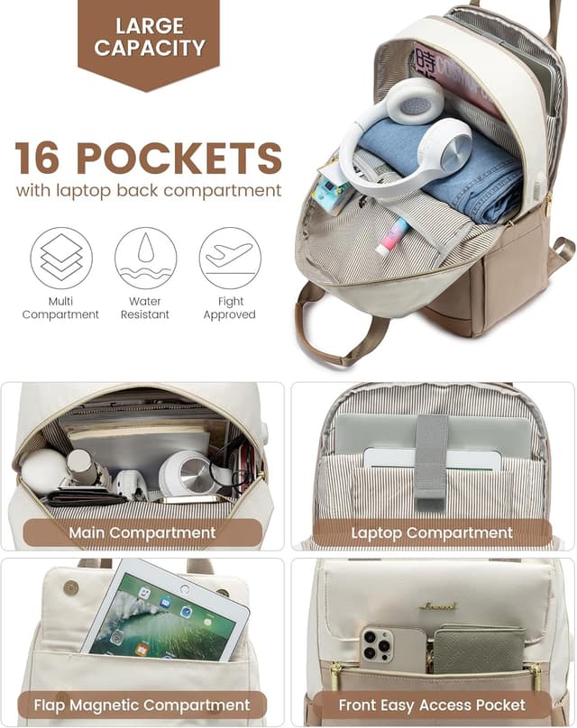 Detalle de LOVEVOOK Rucksack Damen 15,6 Zoll