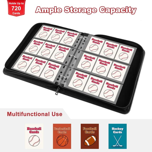 Detalle de Mlikero Baseball Card Binder 720-Pocket (PU Leather Exterior) with Display Design and Wristband