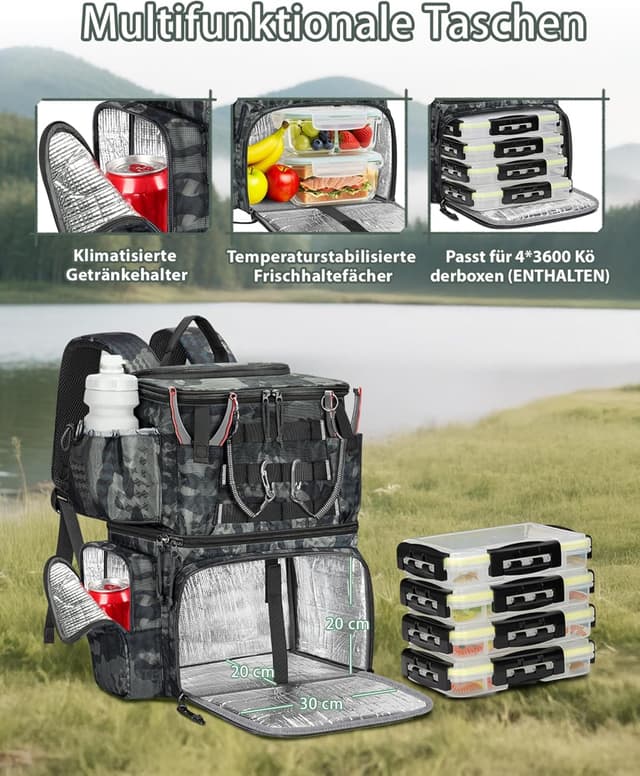 Detalle de MATEIN Angelrucksack mit Boxen 4 Köderboxen