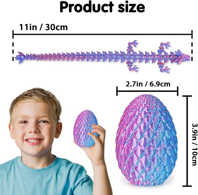 Thumbnail 6 de Surprise Dragon Egg with Dragon Inside – Purple 3D Printed Fidget Toy (Small)