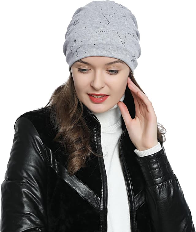 Detalle 2 de DonDon Bonnet femme hiver slouch doublé avec étoiles