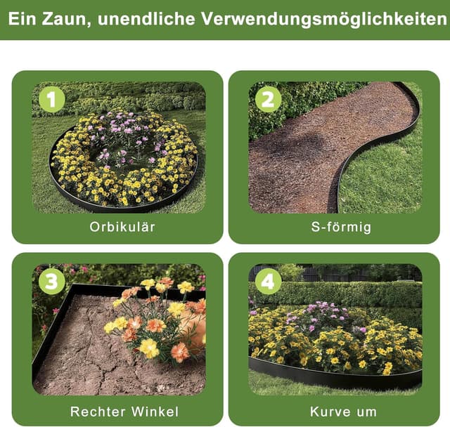 Detalle de ACXIN Metall-Rasenkante 15 cm hoch (verzinkt) – Rasenkanten für Mähkante und Baumring, schwarz, 10 m