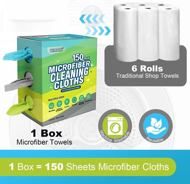 Detalle de UNIMADE Microfiber Cleaning Cloth 150 pack 🧽