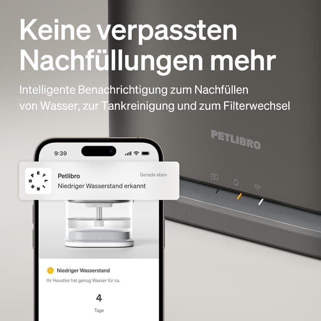 Detalle 2 de PETLIBRO Dockstream 2 Smart Katzenbrunnen mit App-Überwachung, 3 l Edelstahl-Schale, WiFi (2,4/5 GHz) – Schwarz
