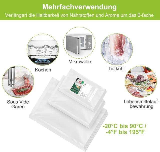 Detalle de Bonsenkitchen Vakuumierbeutel 150 Stück