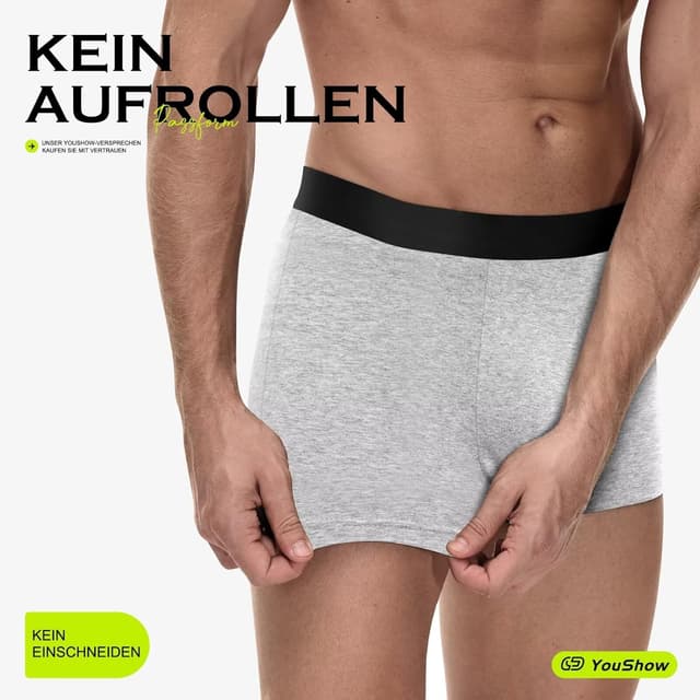 Detalle de YouShow Boxer Uomo in cotone elasticizzato, confezione da 6/12 pezzi, senza etichette che graffiano