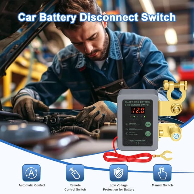 Detalle 2 de Kedifoai Coupe Circuit Batterie 12 V télécommandé sans fil avec affichage LED