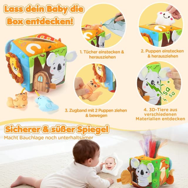 Thumbnail 4 de URMYWO Montessori Baby Spielzeug Tissue Box 6 12 Monate