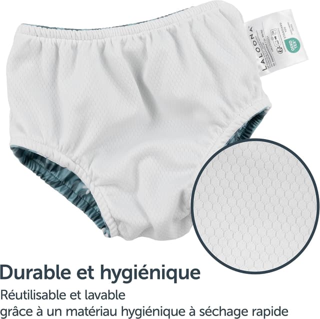 Detalle de LaLoona couche de bain bébé réutilisable anti-fuite Oeko-Tex Standard 100 motif crabe vert (taille 86-92)