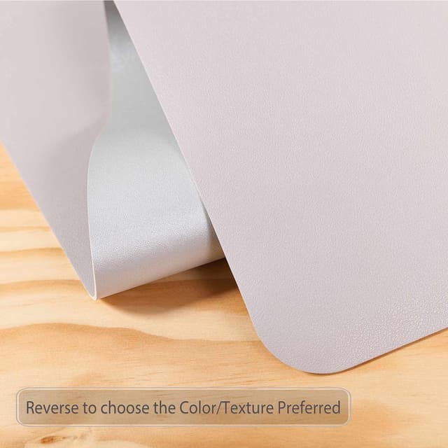 Detalle de DOBAOJIA Desk Pad Large (Dual-Side PU Leather) — extended mouse mat & desk blotter, light gray/silver