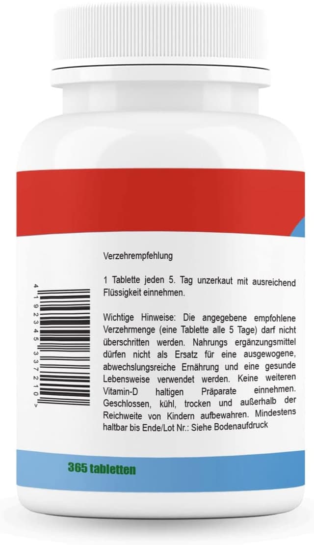 Detalle de FUTURES NUTRITION Vitamin D3 K2 5000 I.E (vegan) – hochdosiert, nur 1 Tablette alle 5 Tage, 365 Tabletten