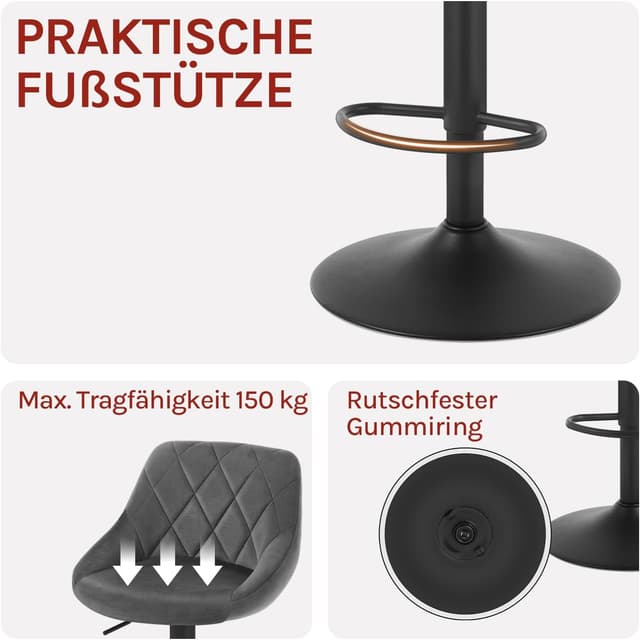 Thumbnail 6 de WOLTU Barhocker 2er Set mit Lehne