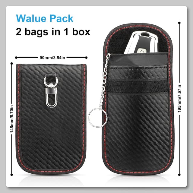 Detalle 2 de Diyife Faraday Pouch 2-pack RFID key blocker 🔑