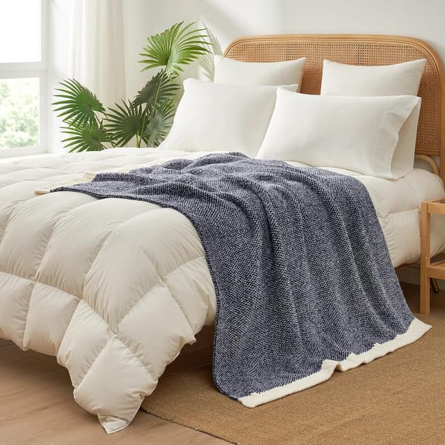 Thumbnail 6 de Snuggle Sac Heather Navy Throw Blanket (50x60 inches) — super soft microfiber knit for couch, bed, and travel