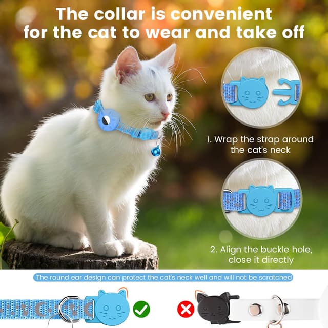 Detalle 2 de Reflective cat collar 3/8 inch with AirTag holder