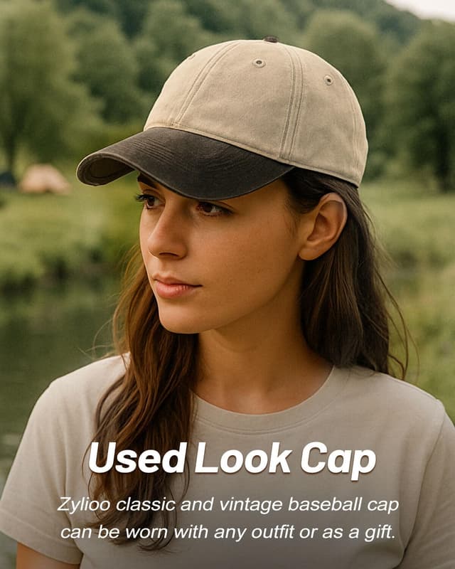 Detalle 2 de Zylioo XL/XXL Washed Cotton Baseball Cap (Big Heads) with Adjustable Back Closure