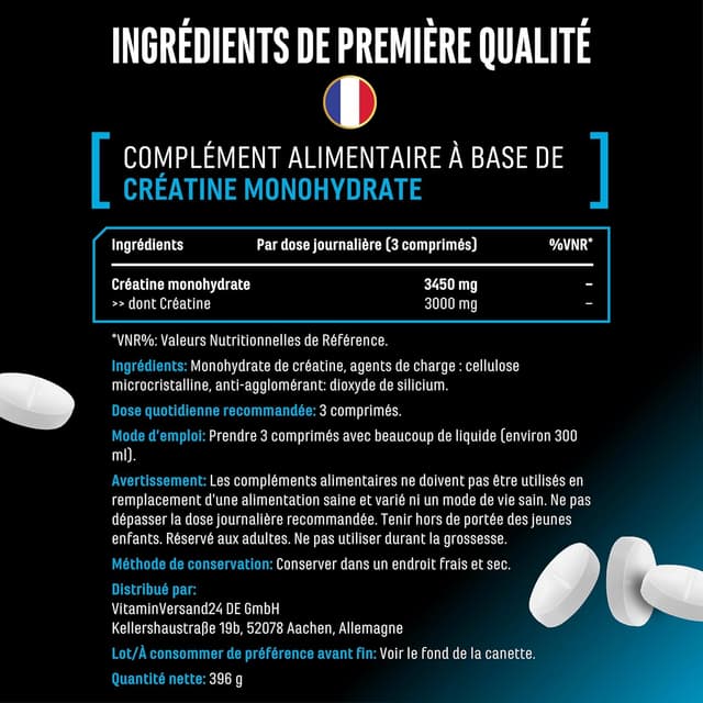 Thumbnail 4 de Creatine Ultra Tabs – 1500 mg créatine mono HQ? (oops)
Creatine Ultra Tabs 300 comprimés – créatine monohydrate 📋