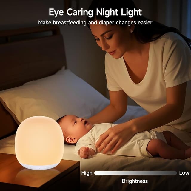 Detalle de Tyute LED Night Light for Kids – USB Rechargeable Touch Lamp with Warm White & 7 RGB Colours