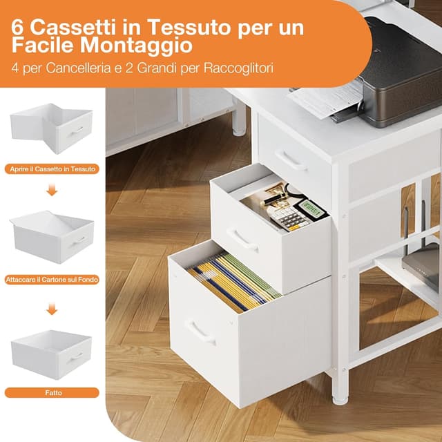 Detalle 2 de Coleshome Scrivania 160x52 con 6 cassetti