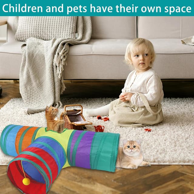 Detalle de Guinea Pig & Rabbit Collapsible 3-Way Tunnel (Rainbow) with Peepholes & Bell