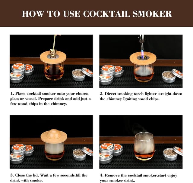 Detalle de TMEOIIPY Cocktail Smoker Kit 4 Holzchips