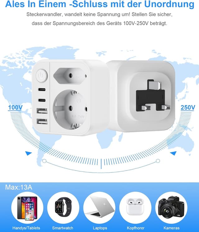 Thumbnail 4 de Reiseadapter UK mit Schalter 3250W đ