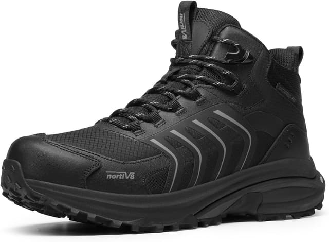 Detalle de NORTIV 8 Men’s Waterproof PRO Hiking Boots (Armadillo FieldLite) — Lightweight, grippy outdoor trekking shoes