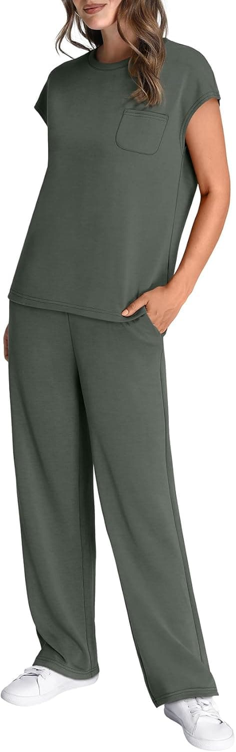 Detalle 2 de WIHOLL 2-Piece Women’s Cap Sleeve Casual Lounge Set for Summer Travel & Vacation