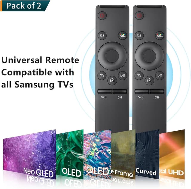 Detalle 2 de Universal Samsung TV Replacement Remote (Pack of 2) for Frame, Serif, Curved QLED & Smart TVs