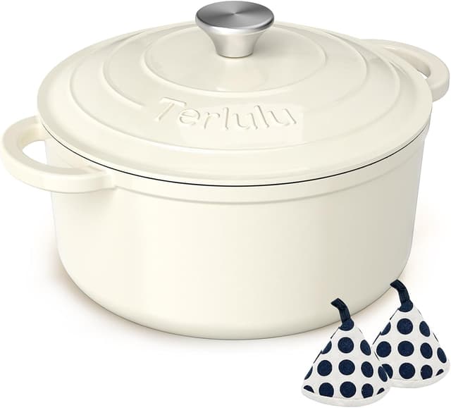 Imagen de Cream White 26cm 4.75L Dutch Oven for Braising 🍲 en OfertitasTOP