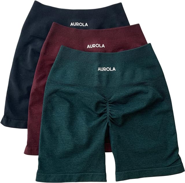 Detalle 2 de AUROLA Intensify Workout Shorts for Women (Seamless Scrunch) — High-Waist, Moisture-Wicking Gym & Yoga Shorts