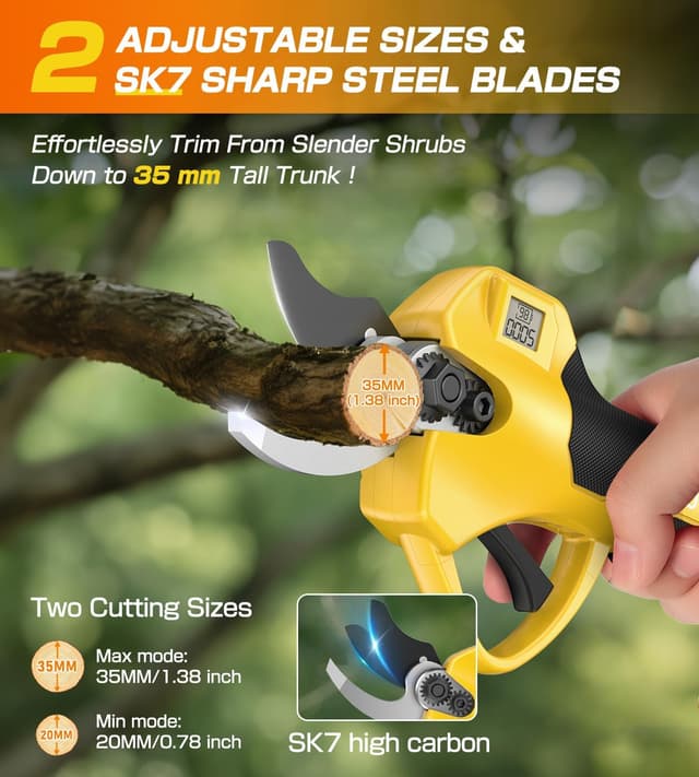 Thumbnail 1 de POIFL Forbici Potatura a Batteria 1000W, 35 mm (SK-7 Lama) con display e 2 batterie 2000 mAh 21V