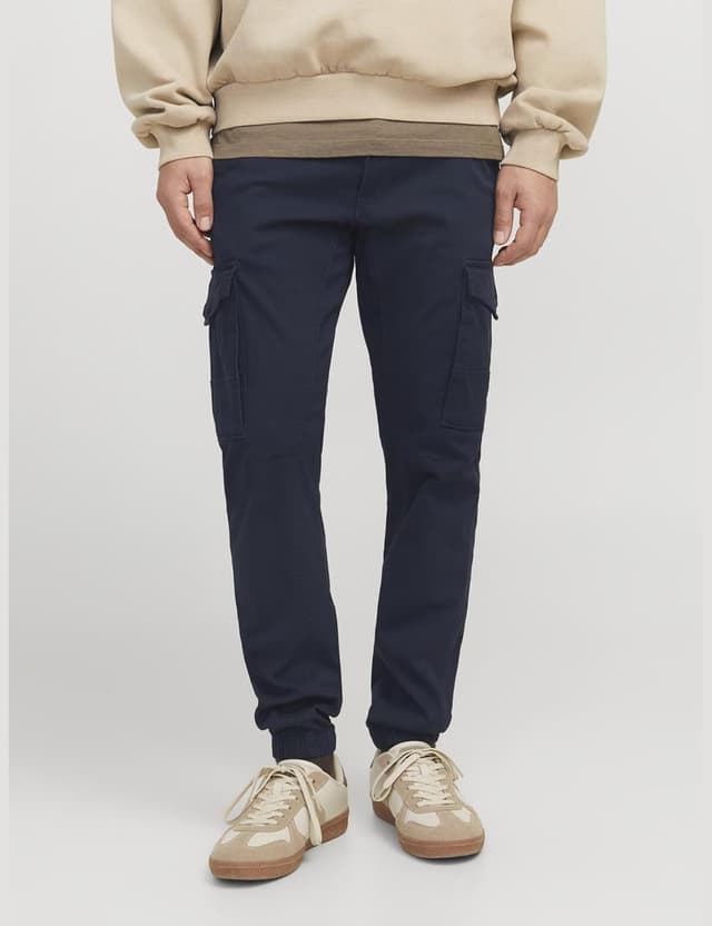 Detalle de JACK & JONES Slim-Fit Cargo-Hose für Herren – Male Cargo-Hose mit mehreren Beintaschen