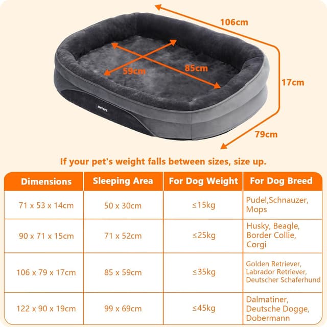 Detalle 2 de HMTOPE Orthopädisches Hundebett 106 x 79 x 17 cm