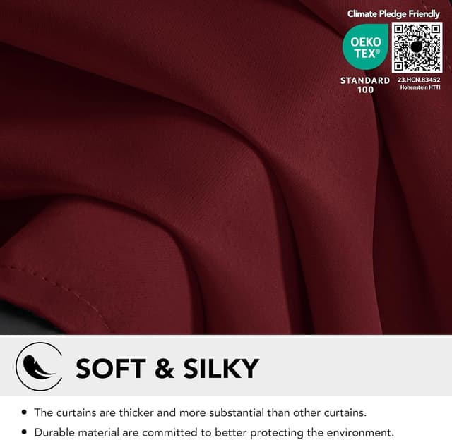 Thumbnail 6 de Deconovo Verdunkelungsvorhang mit Ösen (2er-Set) – Thermo-Blackout für Wohnzimmer & Schlafzimmer, 290x140 cm, Rot