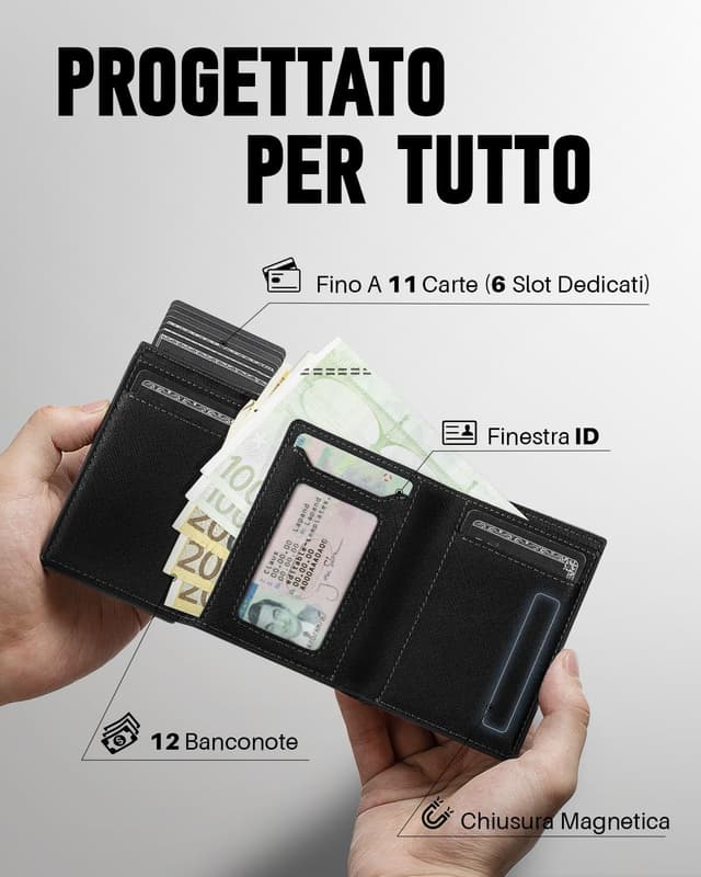 Detalle de MYSHION portafoglio pop up RFID 11 carte