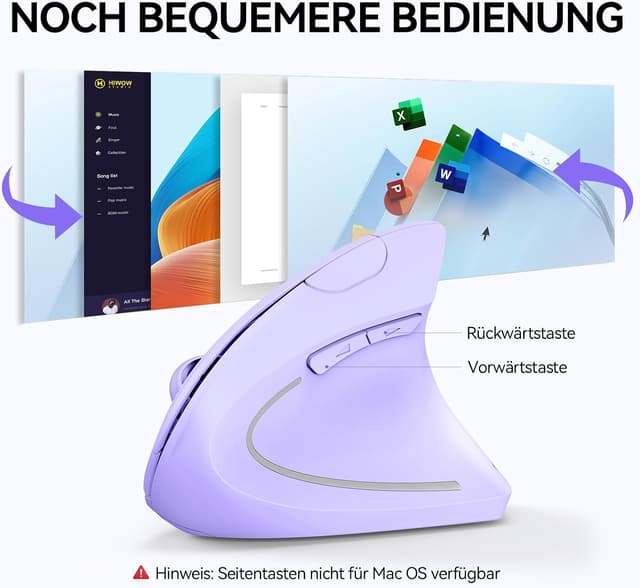 Thumbnail 6 de TECKNET ergonomische vertikale Maus (kabellos, Bluetooth 5.0 + 3.0 + 2,4G, 4800 DPI, 6 Tasten)