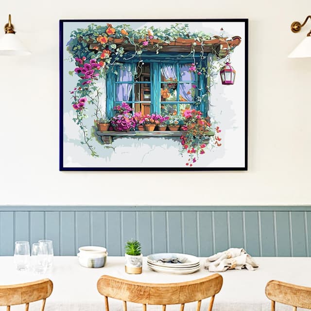 Detalle de JATOK Paint by Numbers for Adults (16x20in) – beginner-friendly acrylic painting kit on coloured canvas