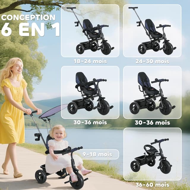 Detalle de HOMCOM Tricycle Enfants 105 x 47 x 98 cm